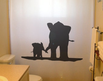 family elephant Shower Curtain, kids bathroom decor. Extra long fabric shower curtains 84 90 96 inch, custom stall size 36 54 78.