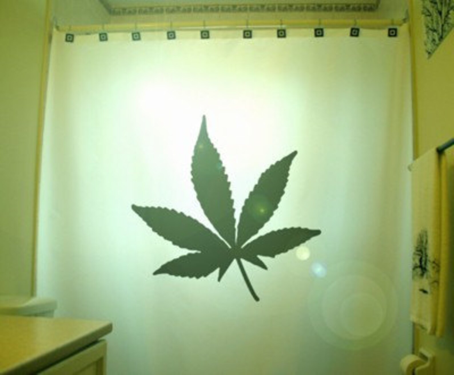 Marijuana Leaf Shower Curtain, Cannabis Hemp Weed Bathroom Decor. Extra
