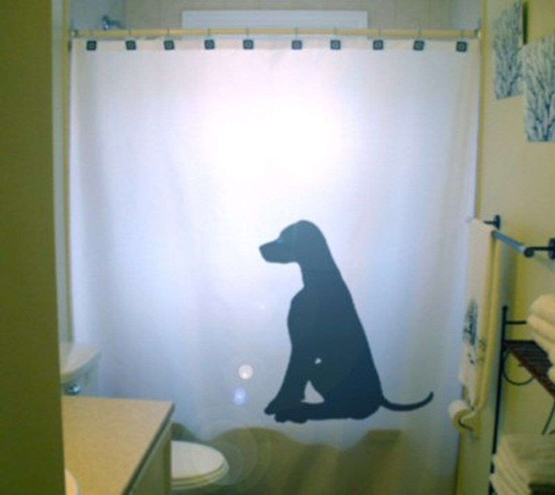 Labrador Retriever Shower Curtain, Black Lab Puppy Dog Bathroom Decor