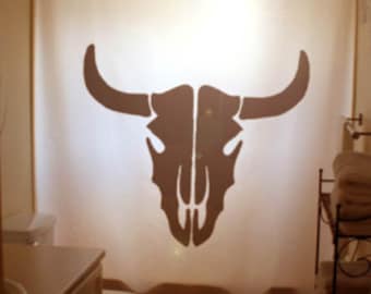 Cow Skull Shower Curtain, Western Farmhouse Bathroom Decor