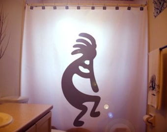 Kokopelli Shower Curtain. Extra long fabric shower curtains 84 90 96 inch, custom stall size 36 54 78.
