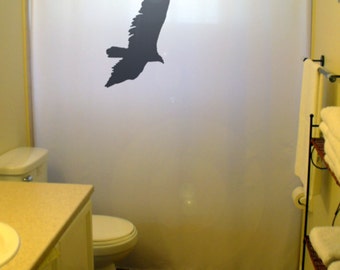 Eagle hawk Shower Curtain, bird flying bathroom decor. Extra long fabric shower curtains 84 90 96 inch, custom stall size 36 54 78.