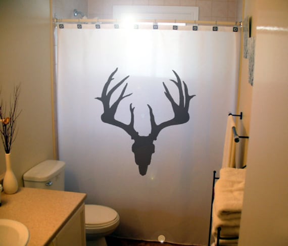 Deer Skull Shower Curtain Trophy Hunting Antlers Bathroom Etsy