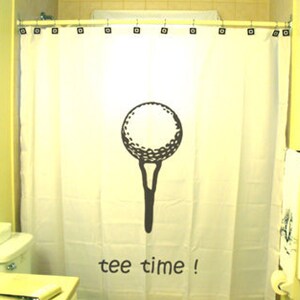 Golf Shower Curtain, Golfing Bathroom Decor, Gift for golfer. Extra long fabric shower curtains 84 90 96 inch, custom stall size 36 54 78.