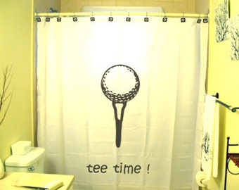 Golf Shower Curtain, Golfing Bathroom Decor, Gift for golfer. Extra long fabric shower curtains 84 90 96 inch, custom stall size 36 54 78.