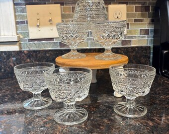 Wexford by Anchor Hocking Crystal Sherbert Champagne Glasses - Set of 6 Vintage 1970s-1970s