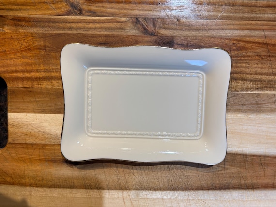 Lenox White Porcelain Rectangular Trinket Dish - … - image 1