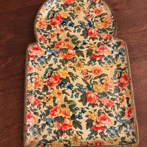 Vintage Japanese Highmount Floral Chintz Paper Mache Trays - Set of 4 - 1950s Cottage Core Barware - Alcohol Proof Serving Trays - MCM