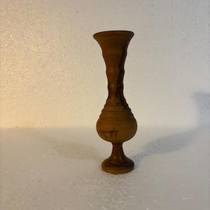 Mid Century Modern Hand-Turned Wooden Bud Vase, Spiral Design, 5.75 inches - Vintage 1960s-70s