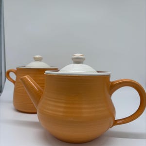 Vintage Franciscan Malibu Teapot and Canister Set - Mid Century Modern Honey Brown Earthenware - Made in USA