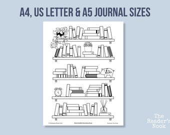 Bookshelf Reading Tracker | PRINTABLE Journal Page | Reading Log - Book Journal Page - Reading Tracker - Daily Habit Tracker - Book Tracker