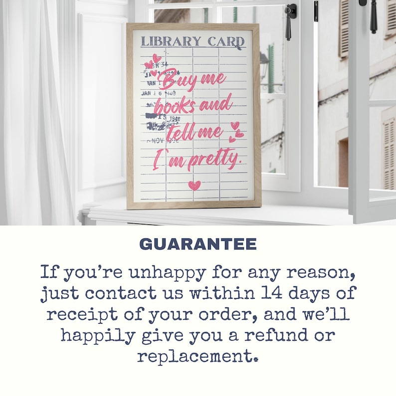 May include: A wooden sign with a white background and black text that reads "LIBRARY CARD". The sign has a pink heart and the text "Buy me books and tell me I'm pretty." in pink.