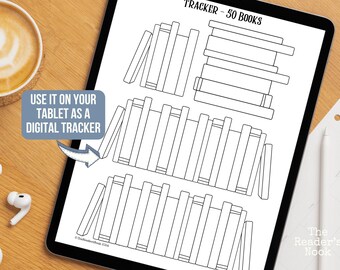 50 Books Tracker | PRINTABLE Journal Page | Reading Log - Book Journal Page - Reading Tracker - Daily Habit Tracker - Digital Tracker