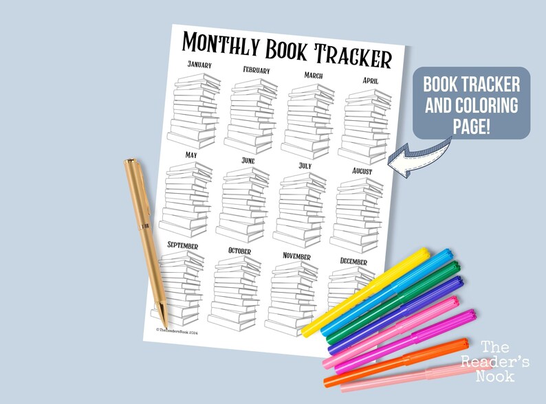 Monthly Reading Tracker | PRINTABLE Journal Page | Reading Log - Book ...