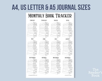Monthly Reading Tracker | PRINTABLE Journal Page | Reading Log - Book Journal Page - Reading Tracker - Daily Habit Tracker - Book Tracker