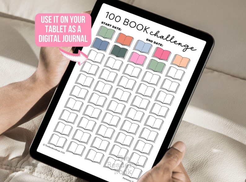 100 Book Challenge - PRINTABLE Journal Page - Reading Tracker Log ...