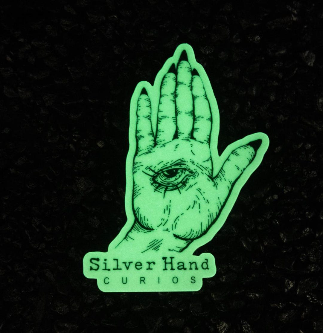 Curios Sticker Glow in the Dark Silver Hand Curios Sticker - Etsy