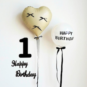 Baby 1st Birthday Decor Set, Champagne Balloons with Bows, Felt Number and Happy Birthday Banner, Birthday Party Decorations, Neutral Party