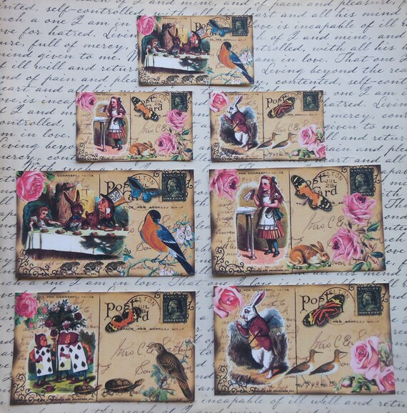 12 Alice POST CARDS Alice in Wonderland post cards Alice in Etsy