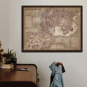 Die Welt von Red Dead Redemton - Physischer Druck | Poster | Handgezeichnet | Weltkarte | Fankunst