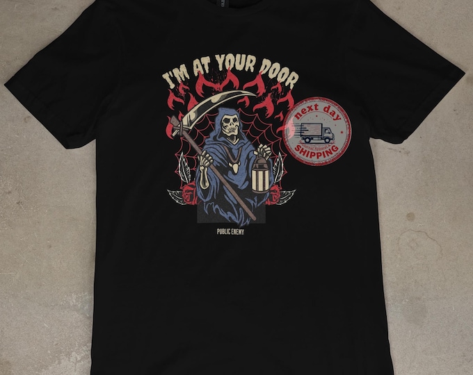 Grim Reaper T-Shirt, Dark Gothic Tee with Skeleton Design, Halloween Shirt, Unisex Casual Graphic Top