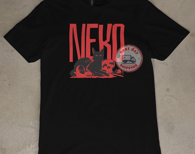 Neko Cat T-Shirt Cute Japanese Anime Cat Tee Casual Graphic Top for Cat Lovers Gift
