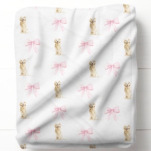 Watercolor Golden Retriever Minky Fleece Blanket, Golden Retriever, Golden Retriever Baby Blanket, Mom Gift, New Puppy Gift, Blankets
