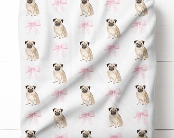 Pug Baby Blanket , Dog Lover Blanket, New Baby Gift, Dog Nursery Decor, Pug Dog Blanket, Gift for Pug Mom, Puppy Nursery Baby shower