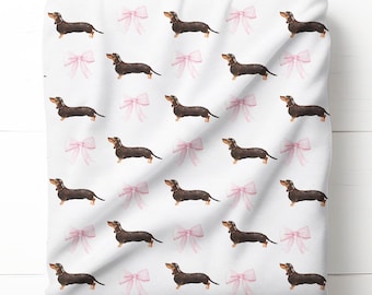Dachshund Blanket, Dog Mom Gift, Velveteen Plush, Doxie Couch Throw, Wiener Dog Home Decor, Pet Bedding, Baby Toddler Blankie