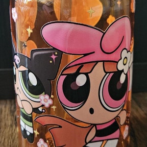 Girl Power Glass Cup with Straw | Fun Glass | Cartoon Girls | Gift