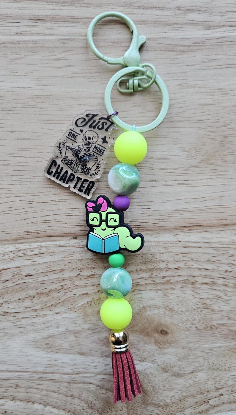Reading Keychains Reading Themed Beaded Keychains- Reading - Books - Keychain Gift - Etsy