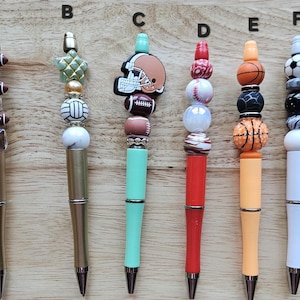 Go Sports! Beaded Pens | Football | Volleyball | Baseball | Soccer | Basketball