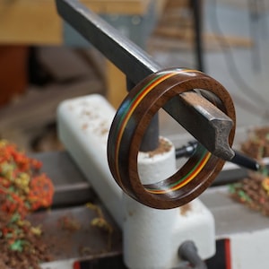 Walnut Rasta Wood Bangle Size S (2 3/8&quot; ID)