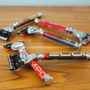 Handmade Recycled Ski Pole Shaving Razor Handle for Gillette Fusion