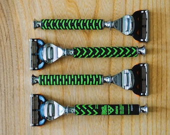 Recycled Ski Pole Rasiermesser Griff für Gillette Fusion - Black Crows Green