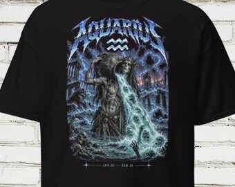 HORRORSCOPES Aquarius Shirt, Aquarius Zodiac T-Shirt, Horror Astrology Graphic Tee, January February Birthday Gift