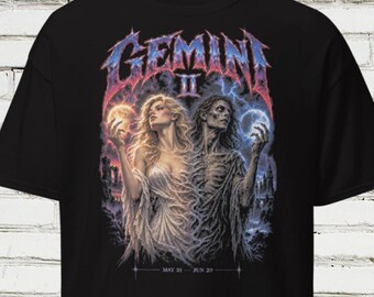 HORRORSCOPES Gemini Shirt, Gemini Zodiac T-Shirt, Horror Astrology Graphic Tee, May June Birthday Gift