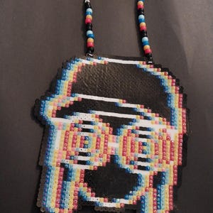 rezz rhinestone perler necklace, EDM artist rave kandi necklace