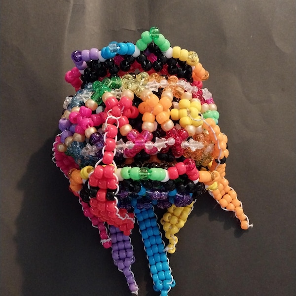 Rainbow worm large rotator cuff, EDM rave kandi cuff