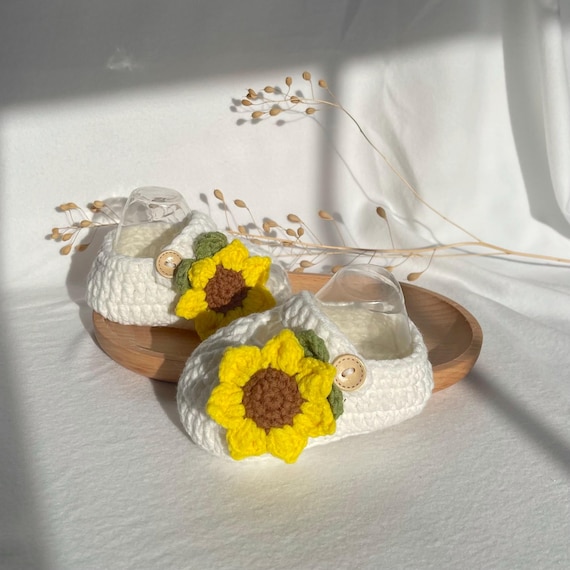 Crochet Sunflower Shoes For Babies Sunflower Baby Shoes, Crochet