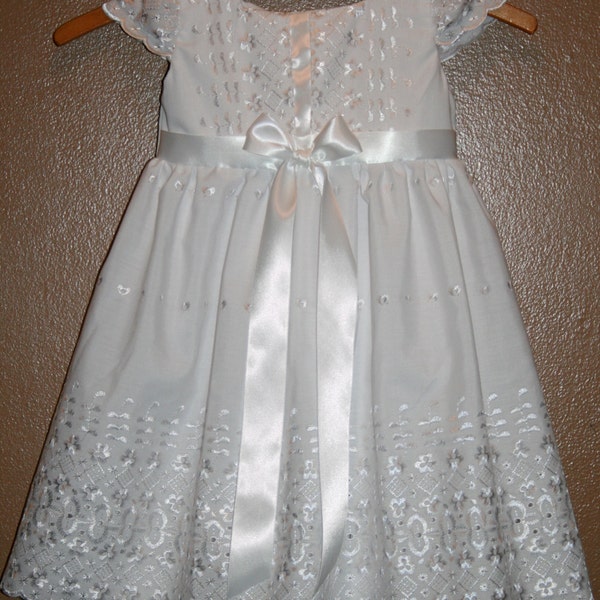 Anglaise Embroidered Eyelet Baptism Dress " Victoria" Includes little Matching Purse or Bonnet. /Diaper Cover Newborn to 3T