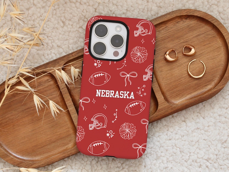 Custom Red White Football Phone Case | Doodle iPhone Case | Coquette Sports bild 3