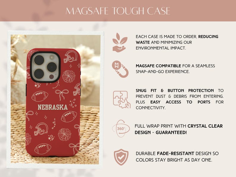 Custom Red White Football Phone Case | Doodle iPhone Case | Coquette Sports bild 4