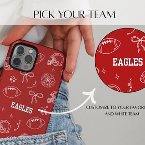 Custom Red White Football Phone Case | Doodle iPhone Case | Coquette Sports bild 2