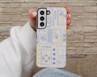 Mediterranean Coastal Collage Phone Case: Nautical Lemons, Shells - Samsung