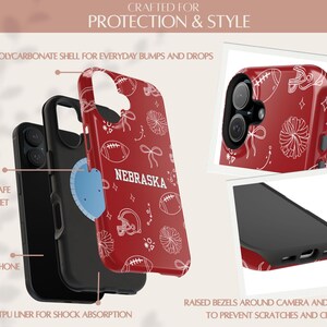 Custom Red White Football Phone Case | Doodle iPhone Case | Coquette Sports bild 5