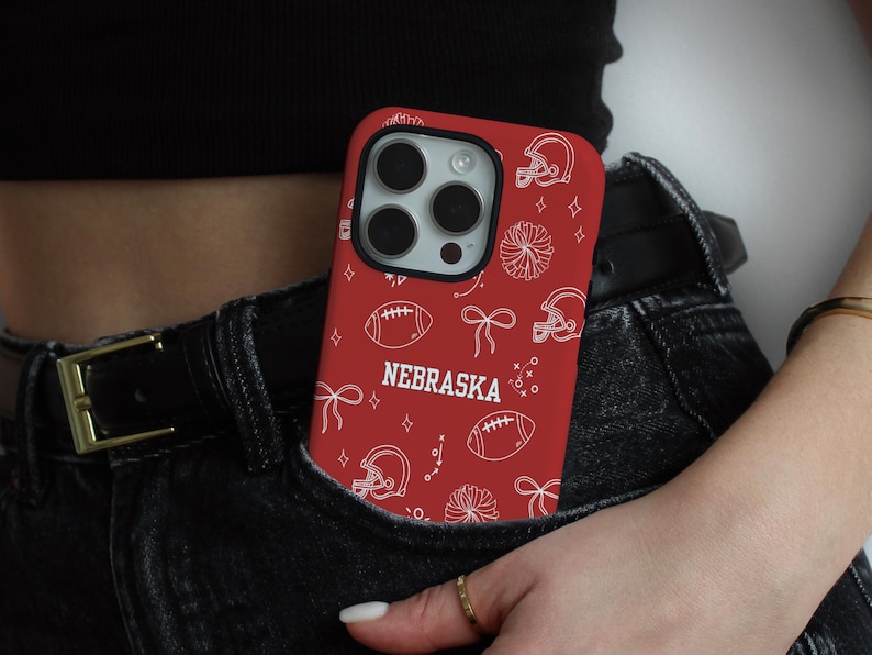 Custom Red White Football Phone Case | Doodle iPhone Case | Coquette Sports bild 8
