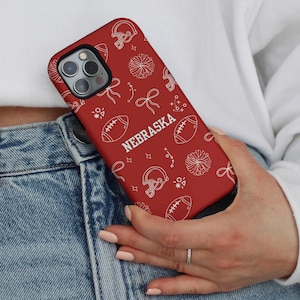 Custom Red White Football Phone Case | Doodle iPhone Case | Coquette Sports bild 1