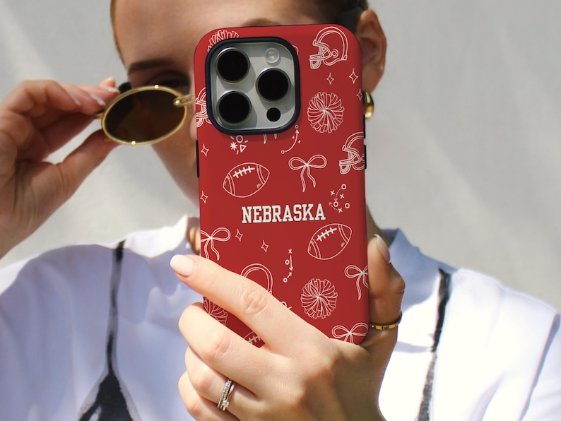 Custom Red White Football Phone Case | Doodle iPhone Case | Coquette Sports bild 9
