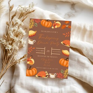 Thanksgiving-Dinner-Einladung, Thanksgiving-Einladungsvorlage, Thanksgiving, bearbeitbare Thanksgiving-Einladung, Thanksgiving-Party einladen